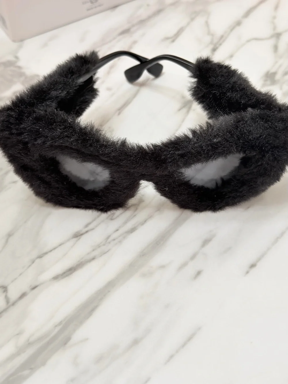 Black Fuzzy Cat Sunglasses - Plush Pet Accessory